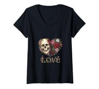 Mujer El corazón del Rock and Roll es el Camino del Amor Camiseta Cuello V