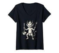 Mujer El Curioso Ukobach del Sprite del Carbón Camiseta Cuello V