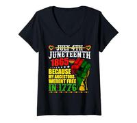 Mujer El décimo de junio que rompe todas las cadenas desde 1865, afroamericano Camiseta Cuello V