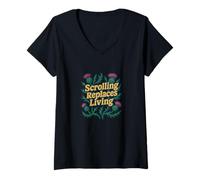 Mujer El Desplazamiento reemplaza a Living Anti-algoritmo AI Camiseta Cuello V