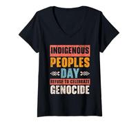 Mujer El Día de los Pueblos Indígenas se niega a Celebrar el Camiseta Cuello V