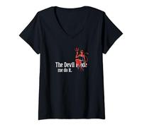 Mujer El Diablo Me Obligó A Hacerlo Camiseta Cuello V