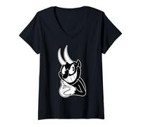 Mujer El Diablo Vintage Cartoon Camiseta Cuello V