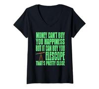 Mujer El Dinero No Puede Comprar La Felicidad Amante Telescopio Camiseta Cuello V