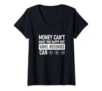Mujer El dinero no puede hacerte feliz, pero los discos de vinilo sí Camiseta Cuello V