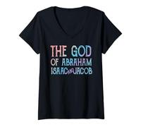 Mujer El Dios de Abraham Isaac y Jacob judío Cristiano Camiseta Cuello V