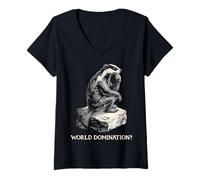 Mujer ¿El Divertido Honey Badger Ratel The Thinker World Domination? Camiseta Cuello V