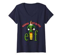 Mujer El Divertido Logotipo Original de Elf Xmas Movie Will Ferrell Buddy Classic Camiseta Cuello V
