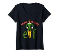 Mujer El Divertido Logotipo Original de Elf Xmas Movie Will Ferrell Classic Buddy Camiseta Cuello V
