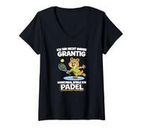 Mujer El Divertido Oso del Pádel No Siempre Está De Mal Humor - Camiseta Cuello V