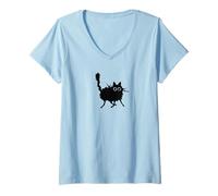 Mujer El divertido y aterrador gato Tomcat del Y2K de los 90 está asustado Camiseta Cuello V