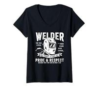 Mujer El Dolor del Soldador es Real Esas Cicatrices se ganaron Orgullo de Soldadura Camiseta Cuello V