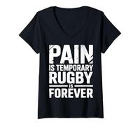 Mujer El Dolor es Temporal El Rugby es para Siempre Camiseta Cuello V