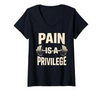 Mujer El Dolor es un privilegio Entrenador Personal de Gimnasio Motivacional Camiseta Cuello V