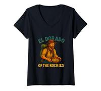 Mujer El Dorado de Las Montañas Rocosas Lost Gold Leyenda Americana Camiseta Cuello V