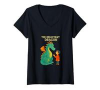 Mujer El dragón renuente Kenneth Grahame Gentle Fantasy Classic Camiseta Cuello V