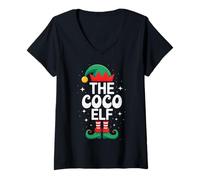 Mujer El Elfo del Coco Divertido Grupo Familiar a Juego de Navidad Camiseta Cuello V