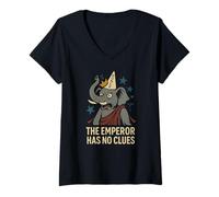 Mujer El emperador no tiene pistas - Divertida sátira política Camiseta Cuello V