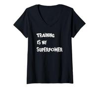 Mujer El Entrenamiento es mi Superpoder Camiseta Cuello V