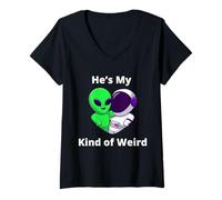 Mujer Él es mi Tipo de Pareja RARA Que ama los Nerd del diseño Camiseta Cuello V