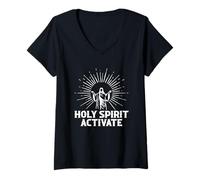 Mujer El Espíritu Santo activa el despertar espiritual Camiseta Cuello V