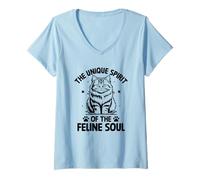 Mujer El espíritu único del alma felina amante de los gatos mascota felina Camiseta Cuello V