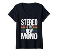 Mujer El Estéreo Es El Nuevo Mono Músico Entusiasta a Música Camiseta Cuello V