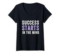 Mujer El éxito Comienza en la Mente Cita de positividad Motivacional Camiseta Cuello V