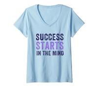Mujer El éxito Comienza en la Mente Cita de positividad Motivacional Camiseta Cuello V