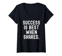Mujer El éxito es Mejor Cuando se comparte Sabiduría Motivacional para el Crecimiento Camiseta Cuello V