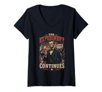 Mujer El Experimento Continua - Diseño USA Vintage Camiseta Cuello V