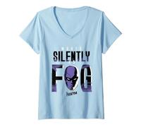 Mujer El Fantasma se Mueve en Silencio como un cómic Retro de Niebla Camiseta Cuello V