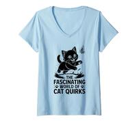 Mujer El fascinante mundo de las peculiaridades de los gatos Amante de los gatos Feline Pet Camiseta Cuello V