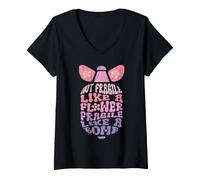 Mujer El Feminismo no es frágil como una Flor, como una Bomba Camiseta Cuello V