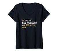 Mujer El Fin de Semana de Siete días Comienza Ahora Profesional Jubilado Camiseta Cuello V