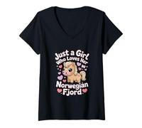 Mujer El fiordo Noruego es una Chica Que ama a su Caballo Camiseta Cuello V