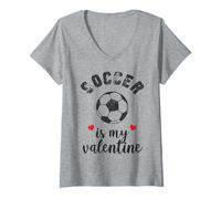 Mujer El fútbol es mi Regalo de San Valentín para los Amantes del Deporte Camiseta Cuello V