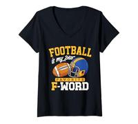 Mujer El fútbol es mi Segundo Regalo Divertido Favorito de Touchdown con F Word Camiseta Cuello V
