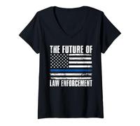 Mujer El Futuro de la policía policial Camiseta Cuello V