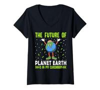 Mujer El Futuro del Planeta Tierra está en mi Aula Camiseta Cuello V
