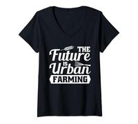Mujer El Futuro Es Agricultura Urbana Jardinería Camiseta Cuello V