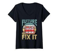 Mujer El Futuro Mr Arreglarlo Repare Manitas Fijar Sr. Fix It Camiseta Cuello V