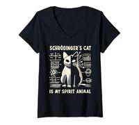 Mujer El gato de Schrodinger es mi animal espiritual Camiseta Cuello V