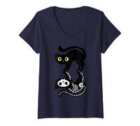 Mujer El gato de Schrodinger está vivo y muerto Camiseta Cuello V