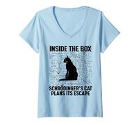 Mujer El Gato de Schrodinger planea su Fuga Camiseta Cuello V