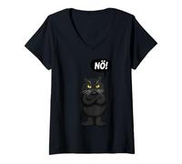 Mujer El Gato Dice nö Significa Que no Dicho contra Todo Anti-Meinung Camiseta Cuello V