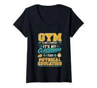 Mujer El Gimnasio no es una asignatura Educación física del Profesor Educación física Camiseta Cuello V