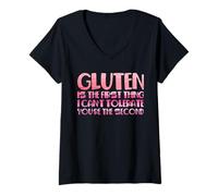 Mujer El Gluten es lo Primero Que no Puedo tolerar Eres el Segundo Camiseta Cuello V