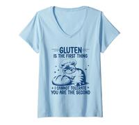 Mujer El Gluten es lo Primero Que no Puedo tolerar Gato sin Gluten Camiseta Cuello V