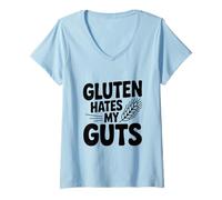 Mujer El Gluten Odia mis entrañas Camiseta Cuello V